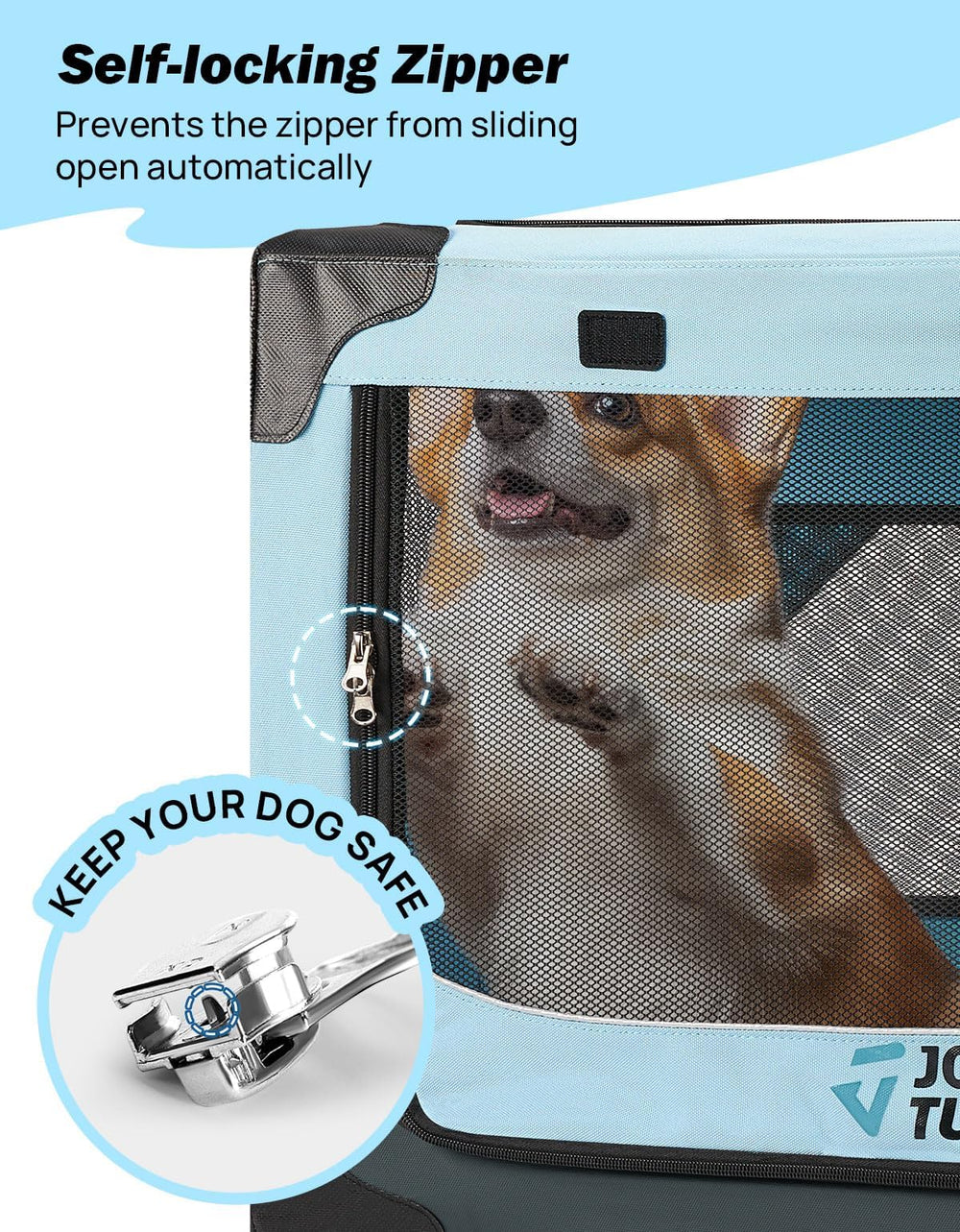 JOYTUTUS sturdy steel-frame crate for reliable safety and shape retention.