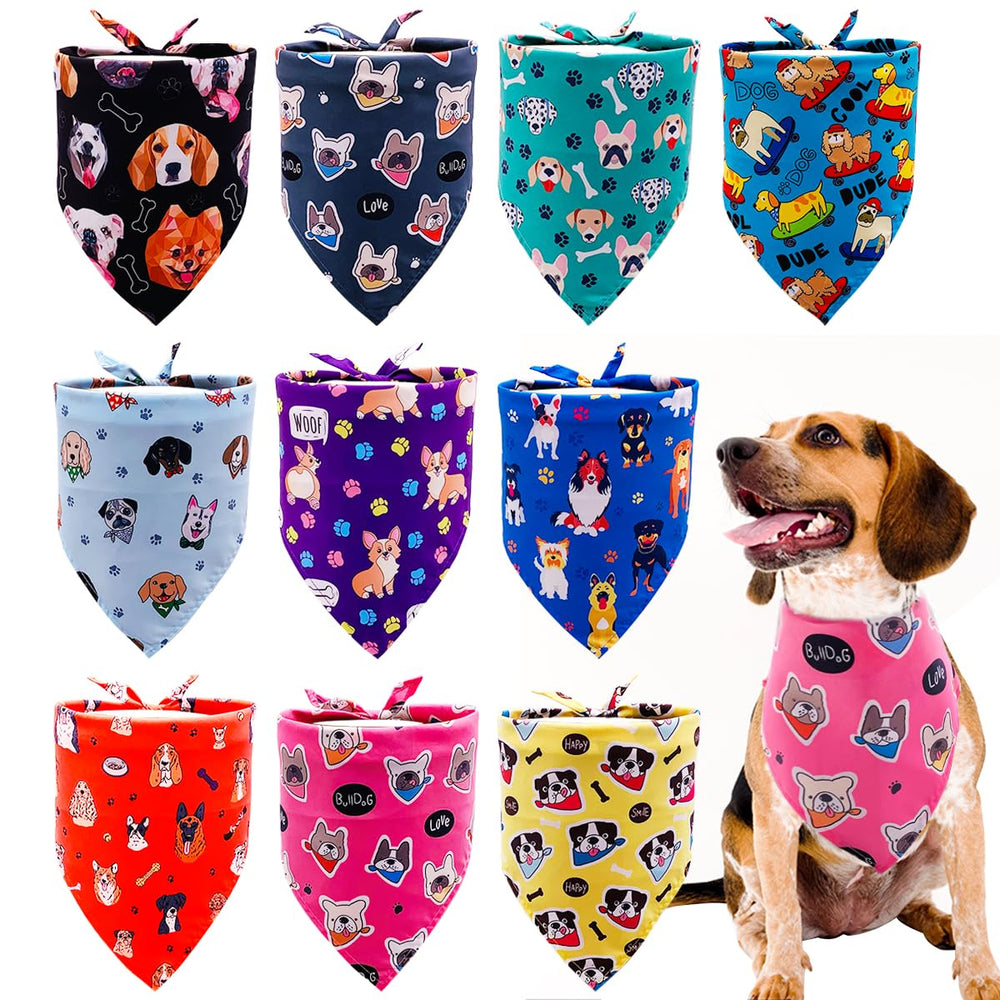 JpGdn paw-print bandana on a large dog for stylish photo props