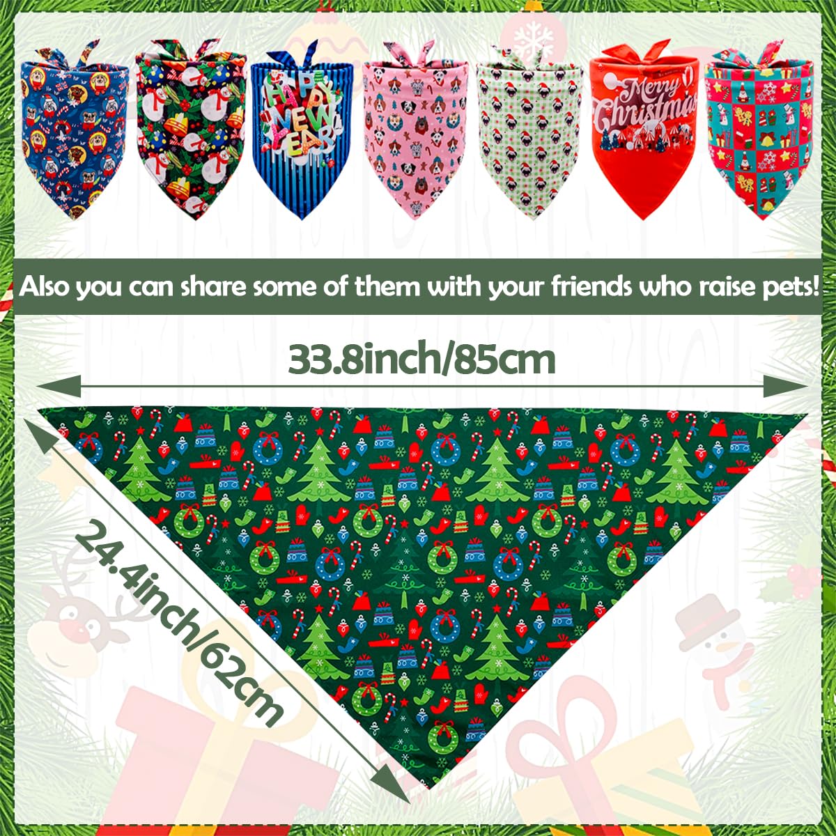 JpGdn Christmas dog bandana with Santa pattern for holiday party appearances