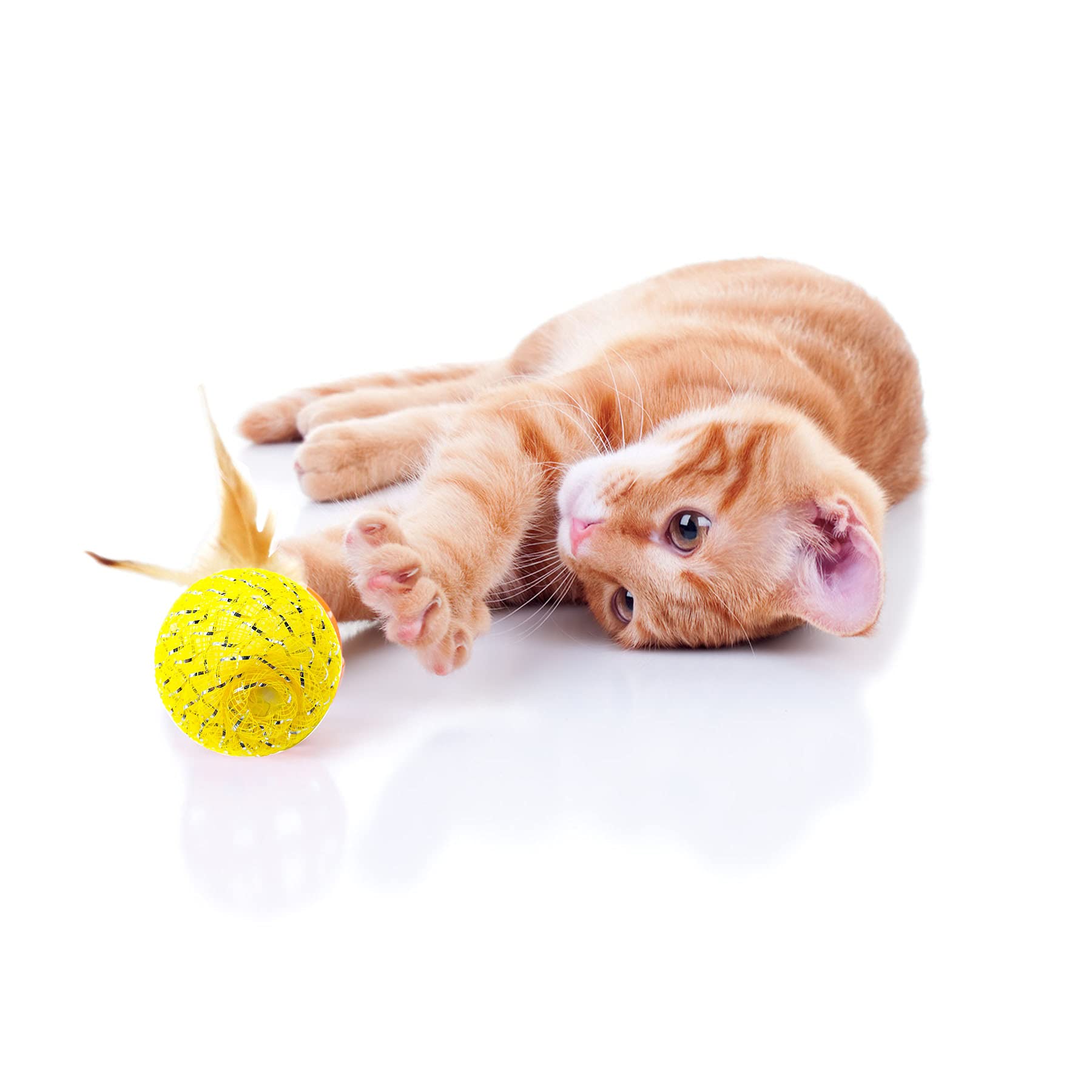 JpGdn feather ball size 4.5cm balanced and lightweight for kittens