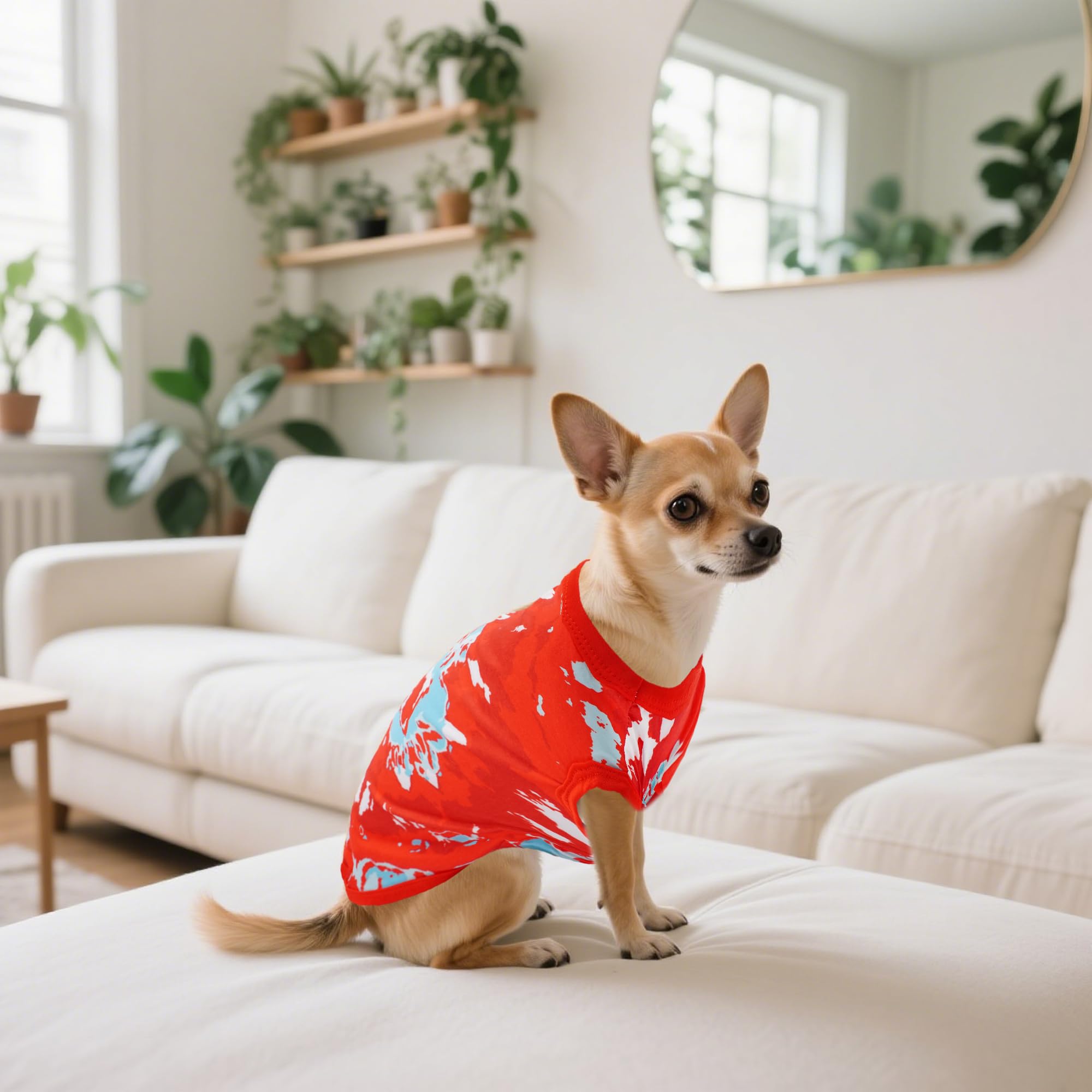 JpGdn streetwear dog shirt on model for a trendy pet look.