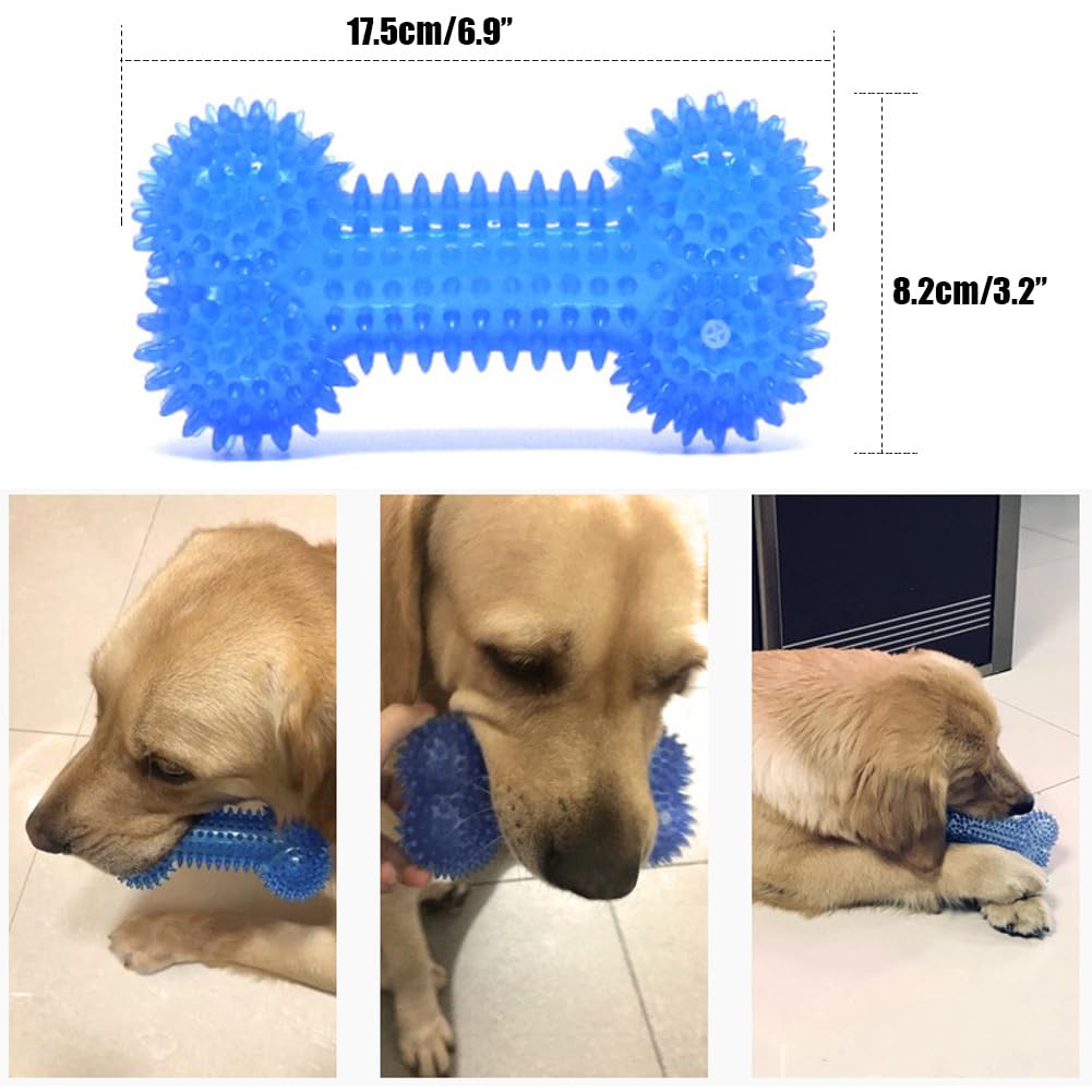 JQCUJQA dental-texture bone toy in blue helps clean teeth during chew sessions