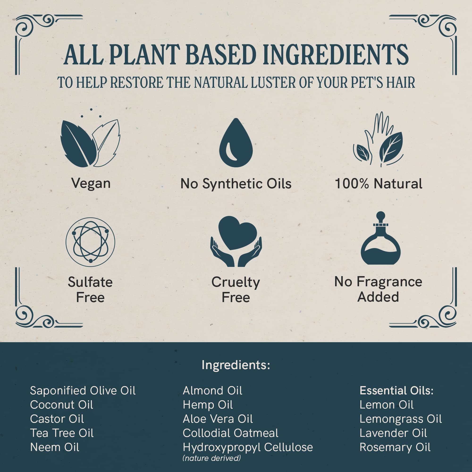 JR Liggett's soothing ingredients close-up emphasizes hydration and coat comfort