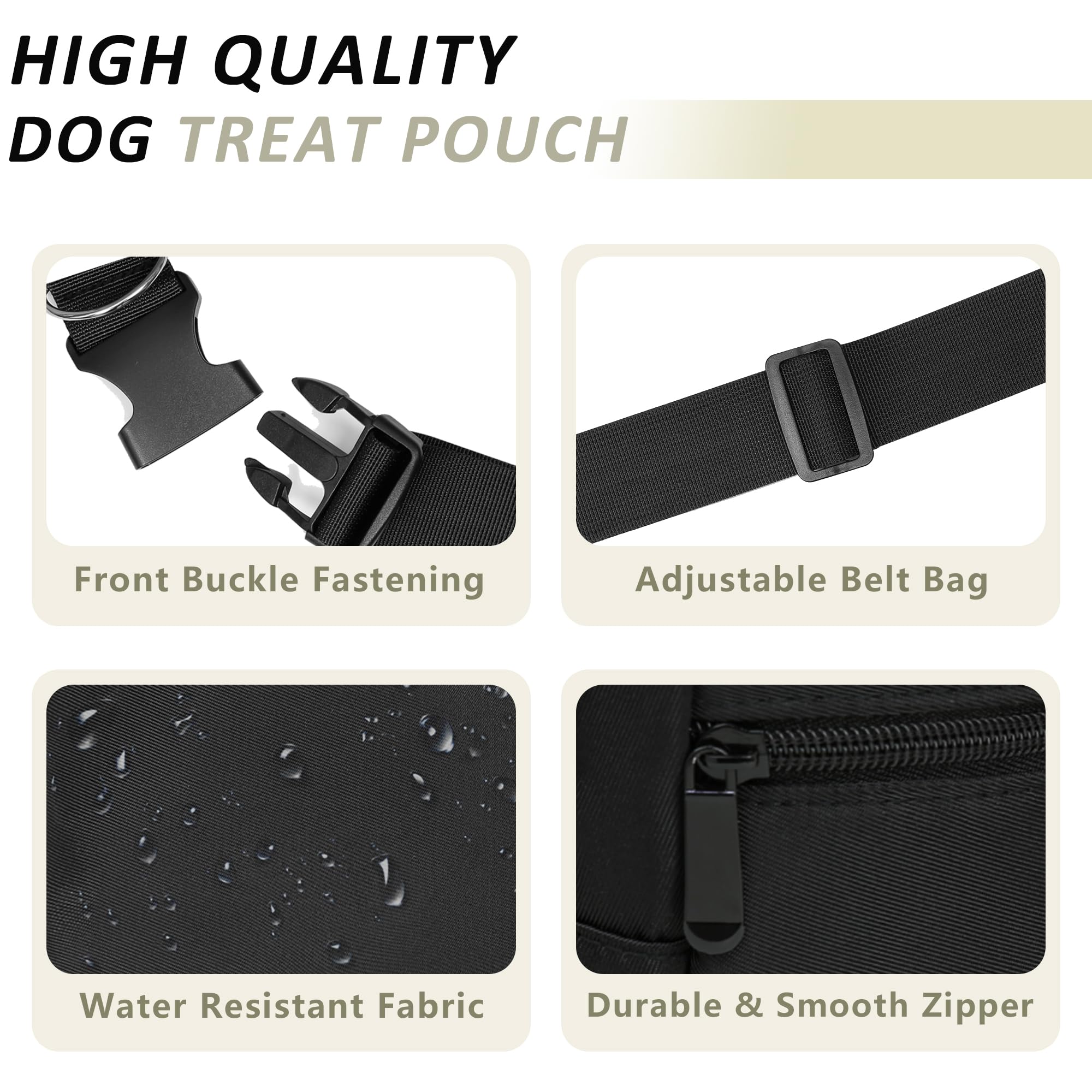 JRQCSJY roomy interior holds leash, water bottle, phone, and snacks