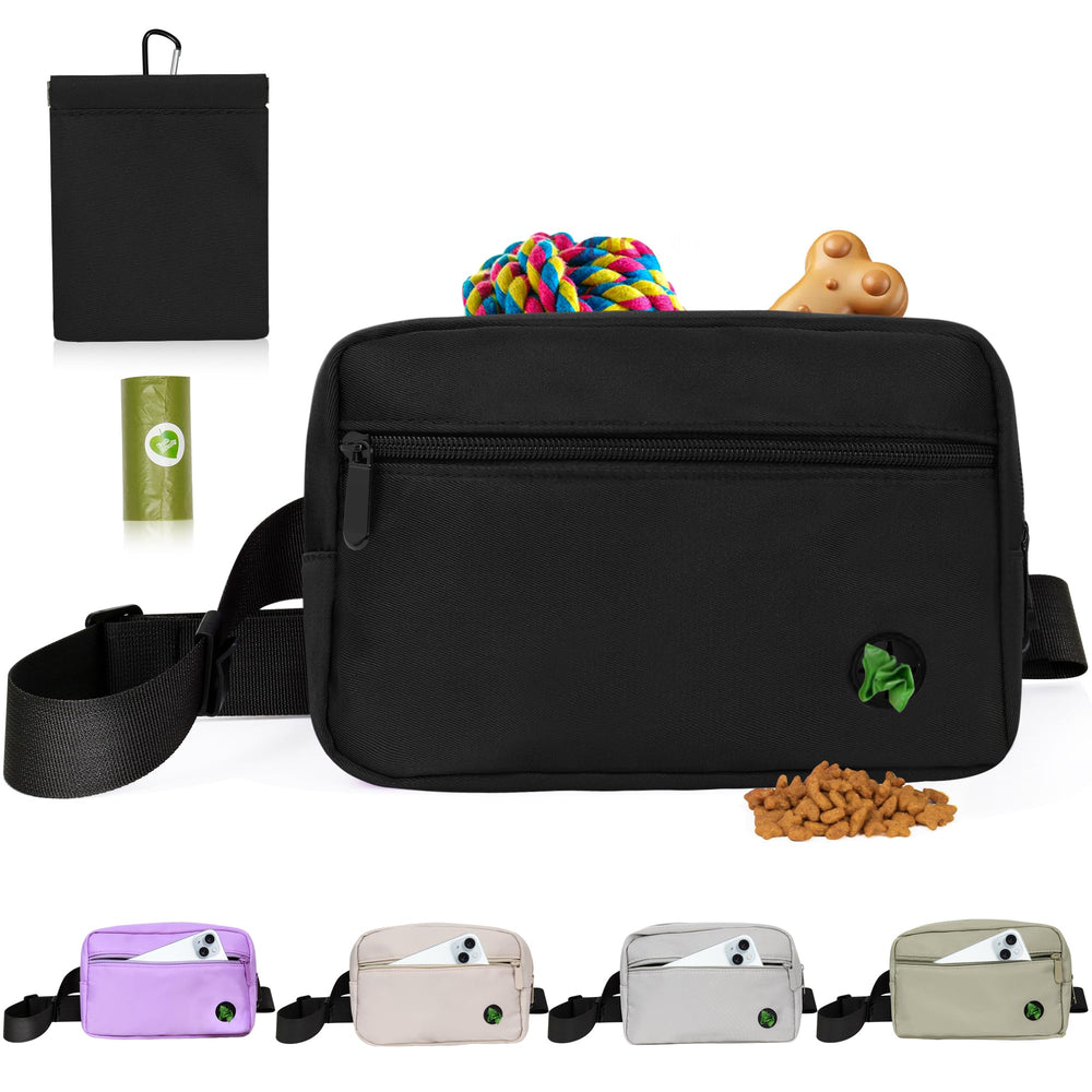 JRQCSJY puppy treat waist belt bag front view with quick-access pockets for walks