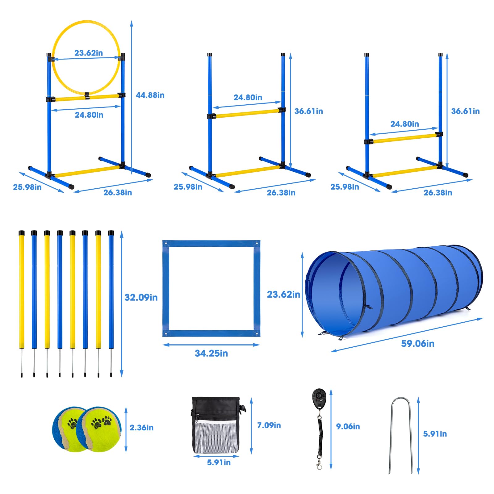 JRUICFDY backyard agility course set fully portable and outdoors-ready.