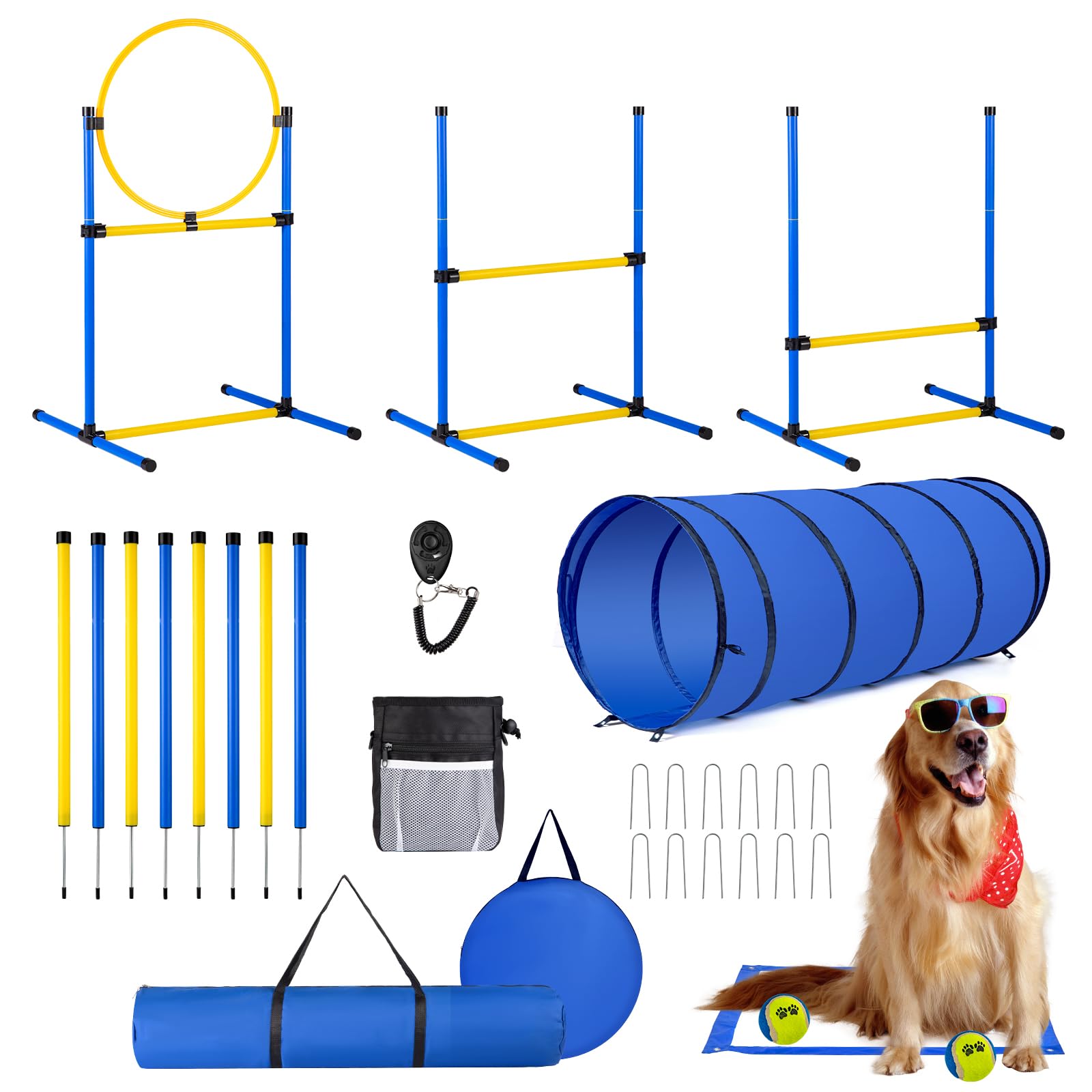 JRUICFDY dog agility hurdle for backyard training to improve coordination.