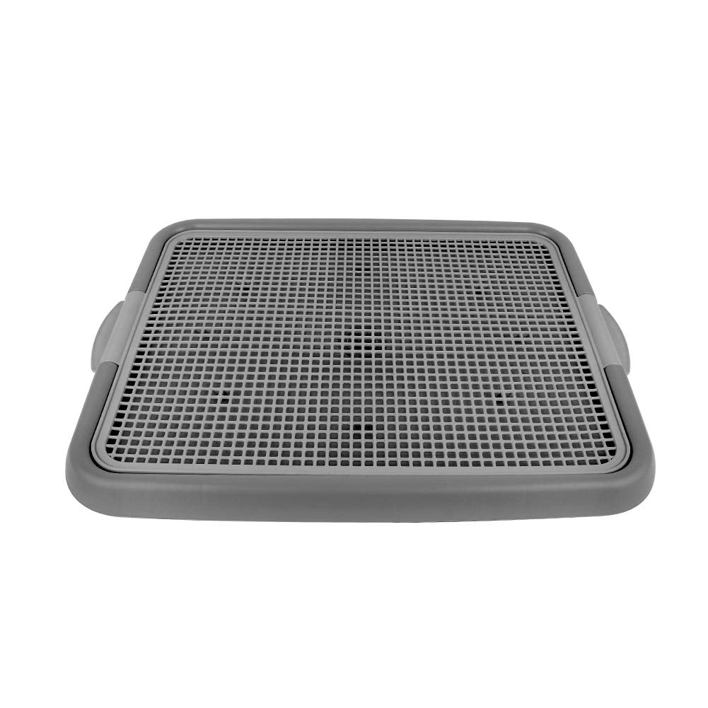 JRVT mesh training toilet lower tray with drainage hole keeps paws clean and floors tidy.