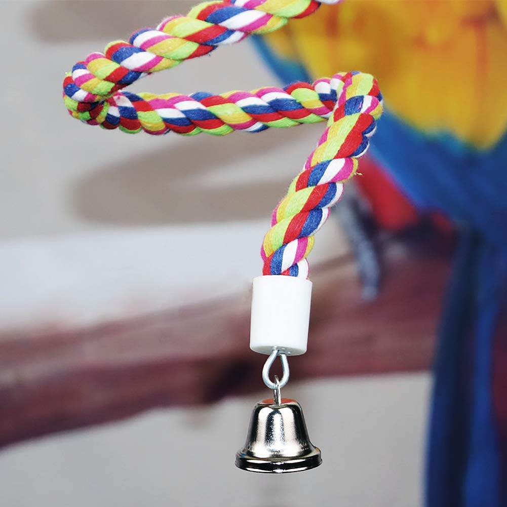 JRVT rope bungee bird toy soft cotton texture for gentle chewing.