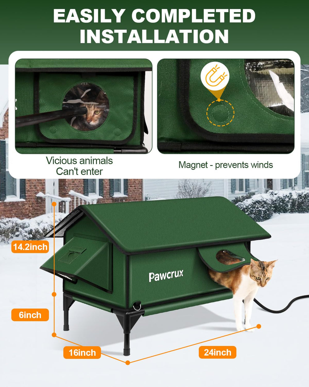 JLSAME easy-assembly cat house designed for quick setup without tools.