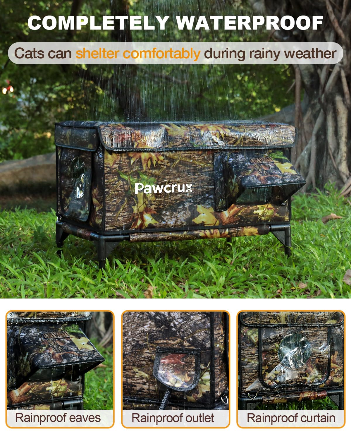 JLSAME heated cat bed inside view shows cozy warmth for outdoor cats.