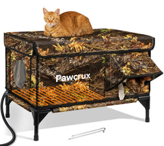 JLSAME weatherproof cat house exterior in leaf color provides outdoor winter shelter.