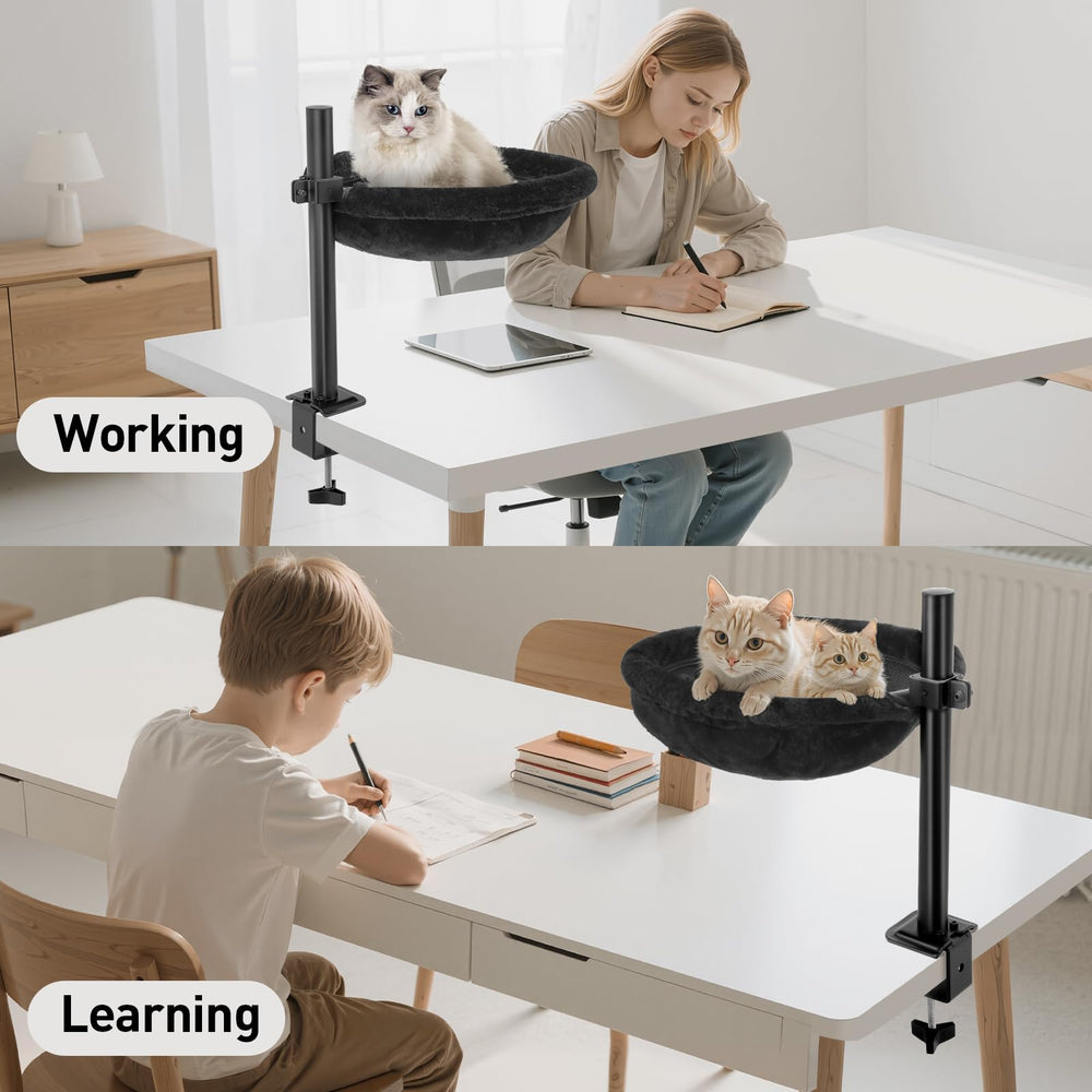 JSLIN Cat Desk Bed serves as a 3-in-1 desk companion for office, gaming, or study