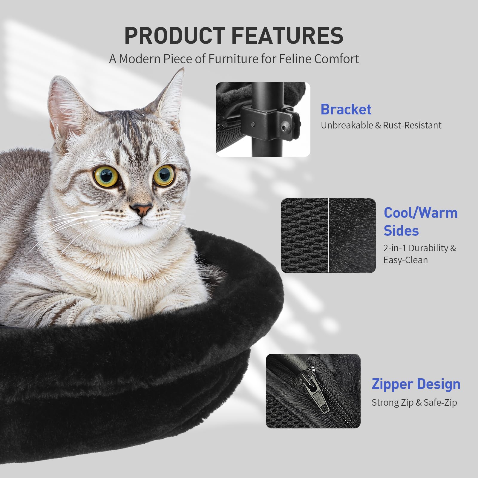 JSLIN Cat Desk Bed 360-degree rotation lets cats nap near you without desk clutter