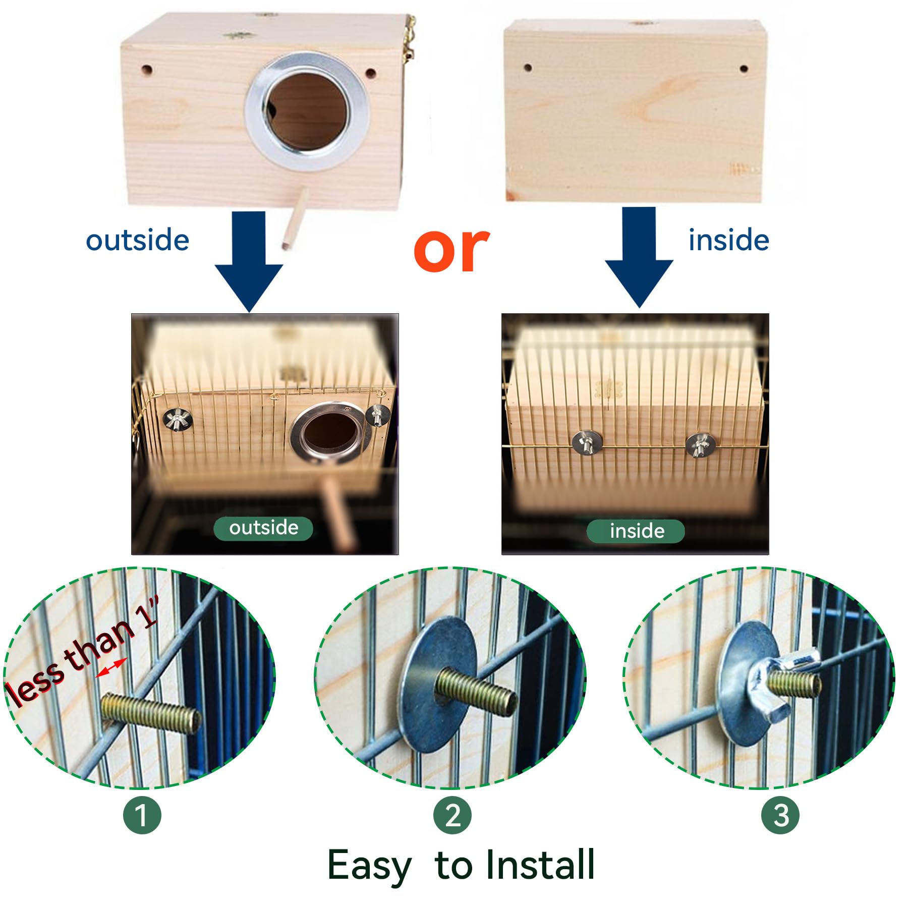 JSLZF budgie nest box size 7.8x4.7x4.7 inches for small birds