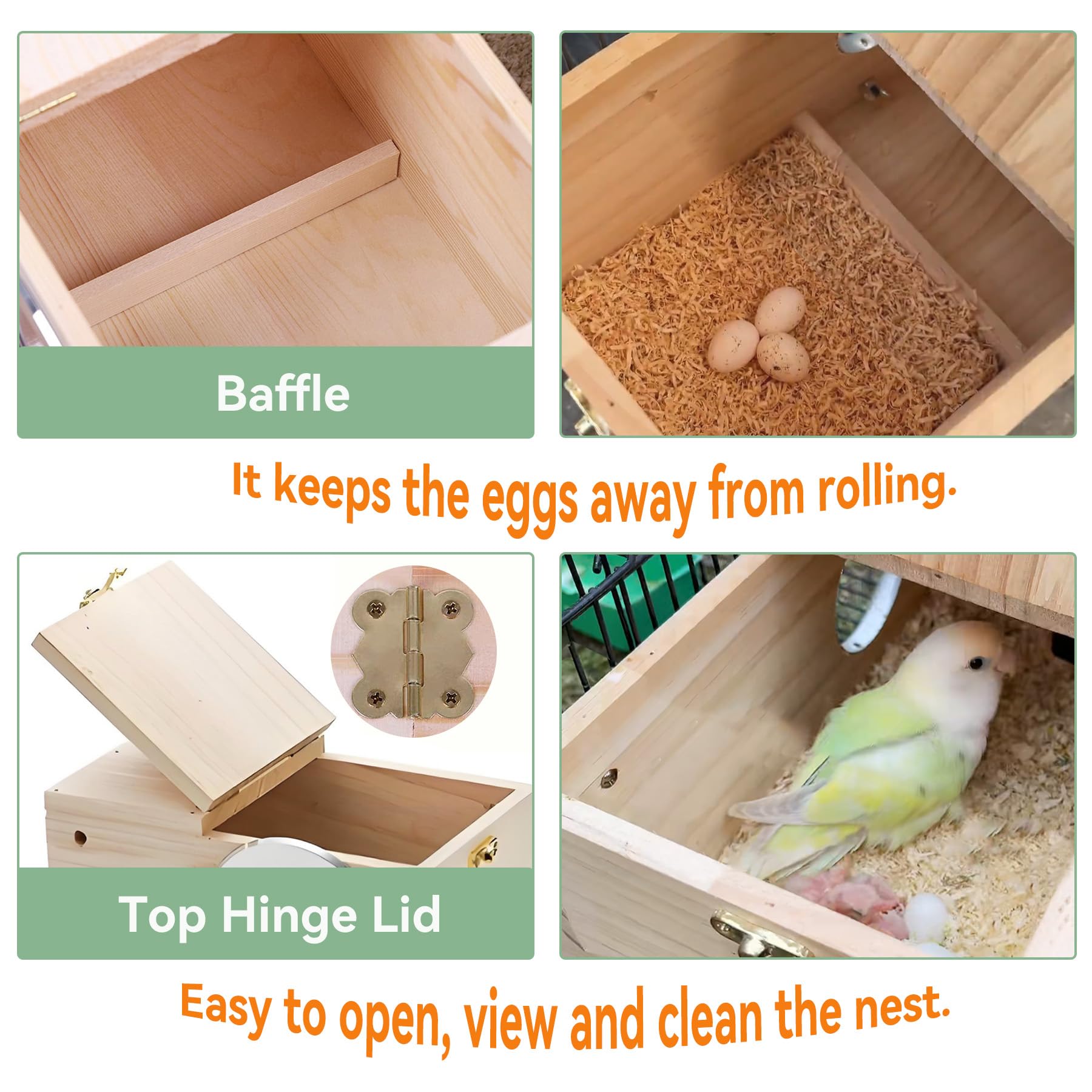 JSLZF budgie nest box wood material close-up highlighting pine construction