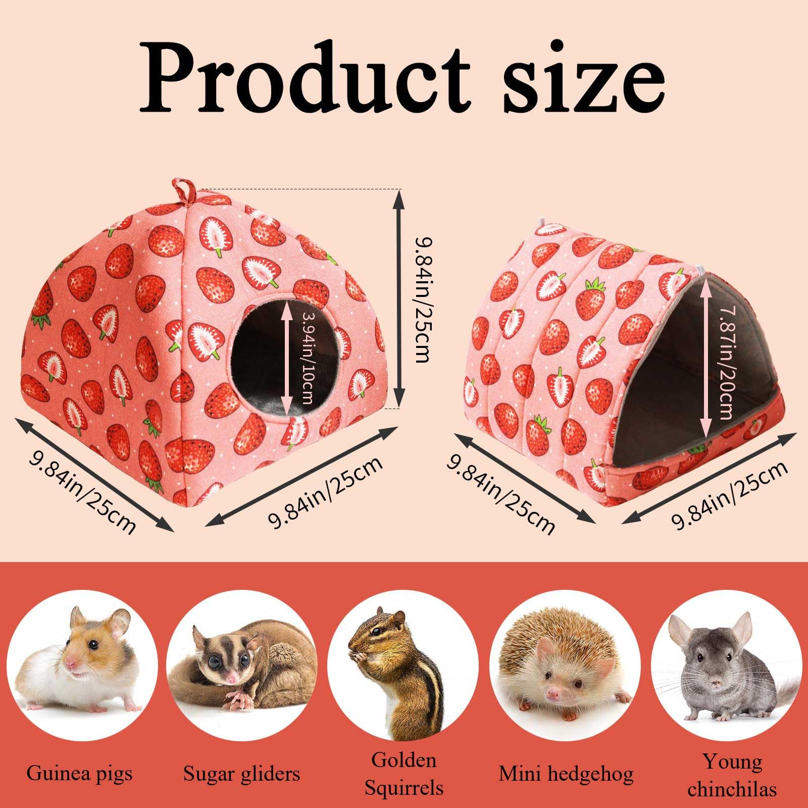 JSPYFITS Strawberry-print triangle close-up shows playful design and durable fabric.