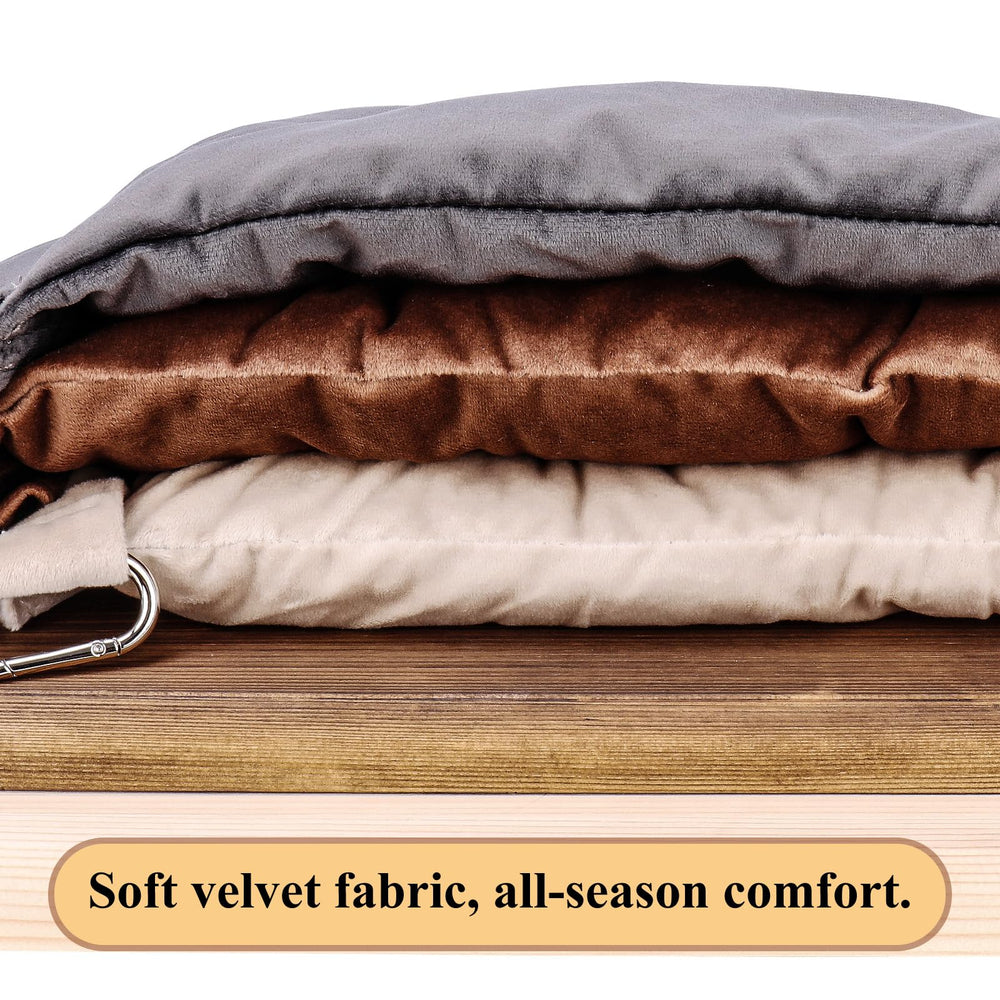 JSPYFITS wood detail emphasizes natural pine durability for long-lasting cat rest.