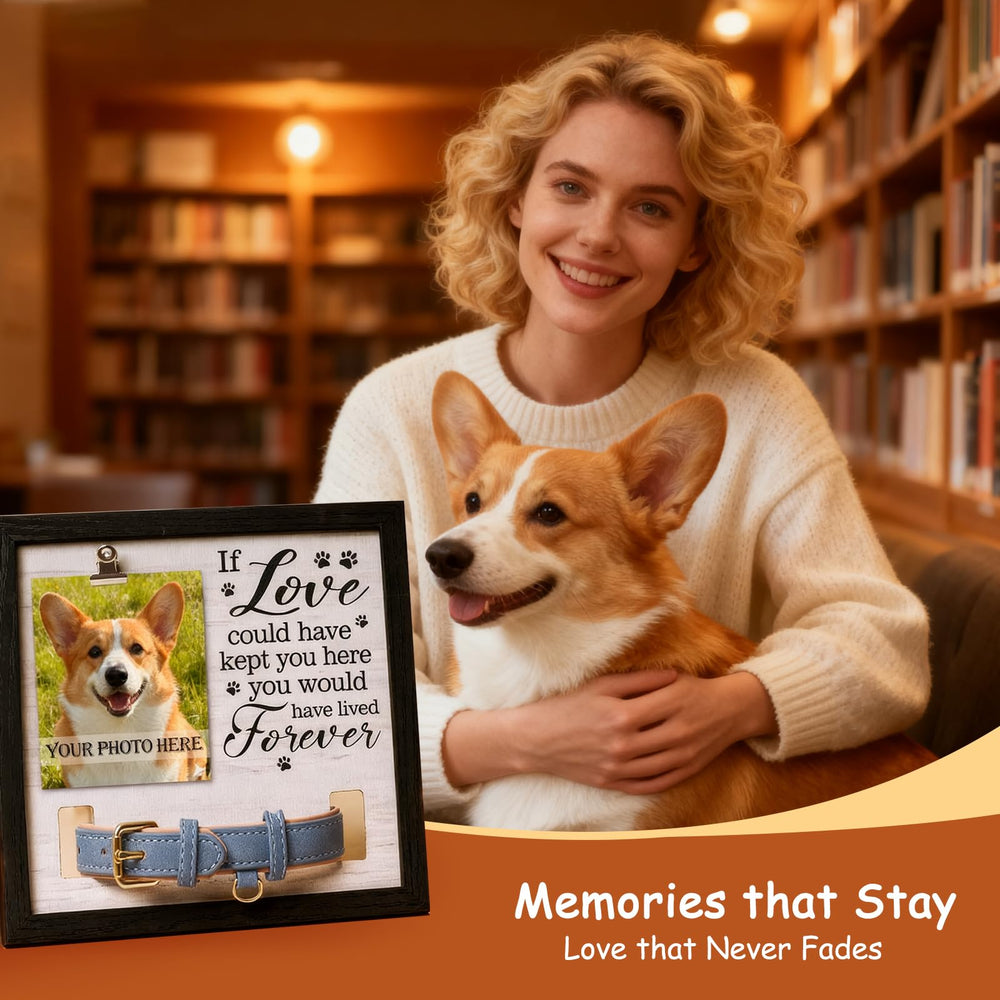 JSSTEM pet memorial frame shadow box angle emphasizing collar centerpiece