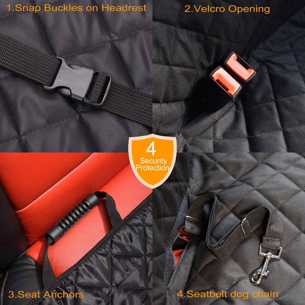 JSTHT Dog Seat Cover installation with seat anchors and buckles demonstrates easy setup