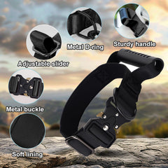 JSXD Tactical Dog Collar handle closeup enables confident control during walks.