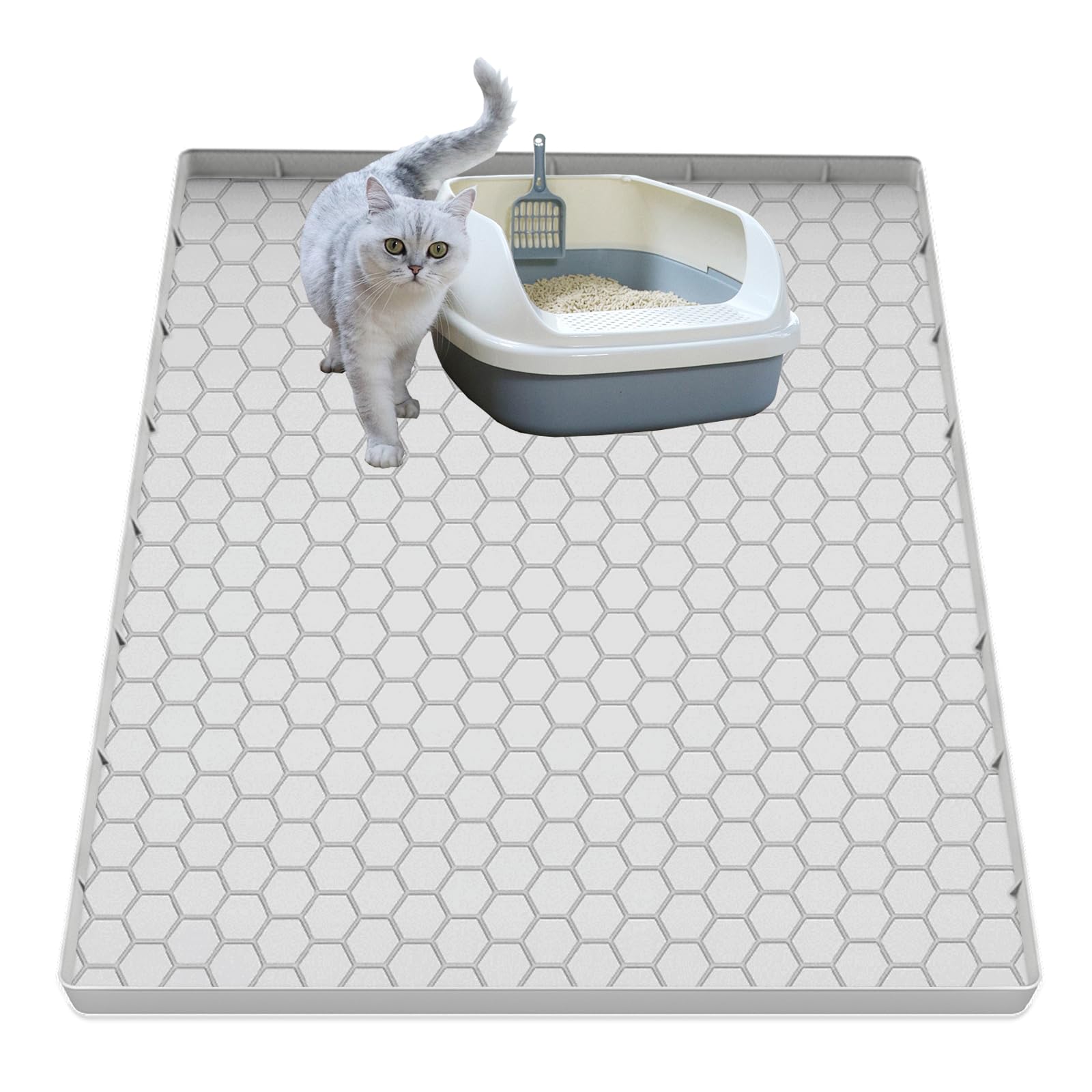 JSXZWOO cat litter mat 25x19 captures litter to keep floors tidy.