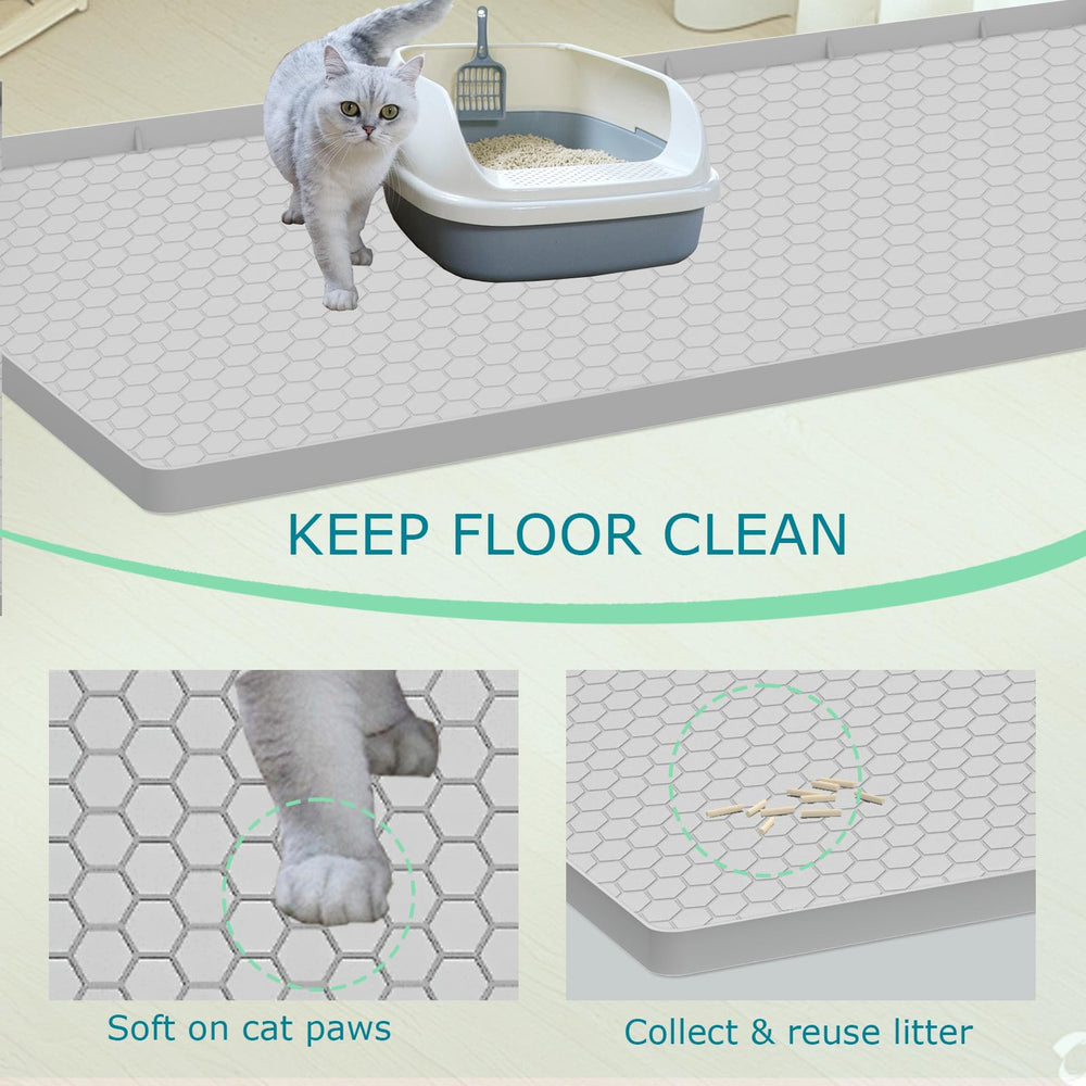 JSXZWOO cat litter mat waterproof non-slip stays put during busy cat play.