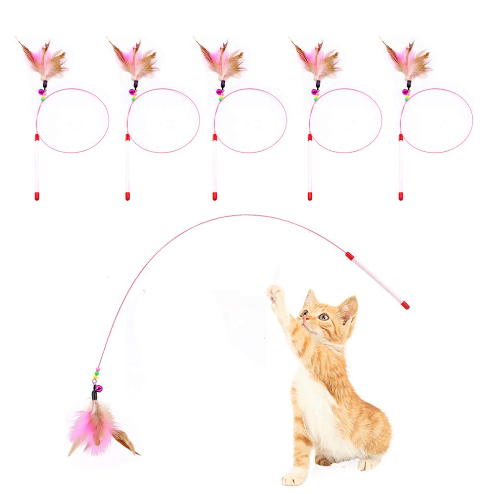 JTQXX cat feather toy pack front view for engaging play sessions
