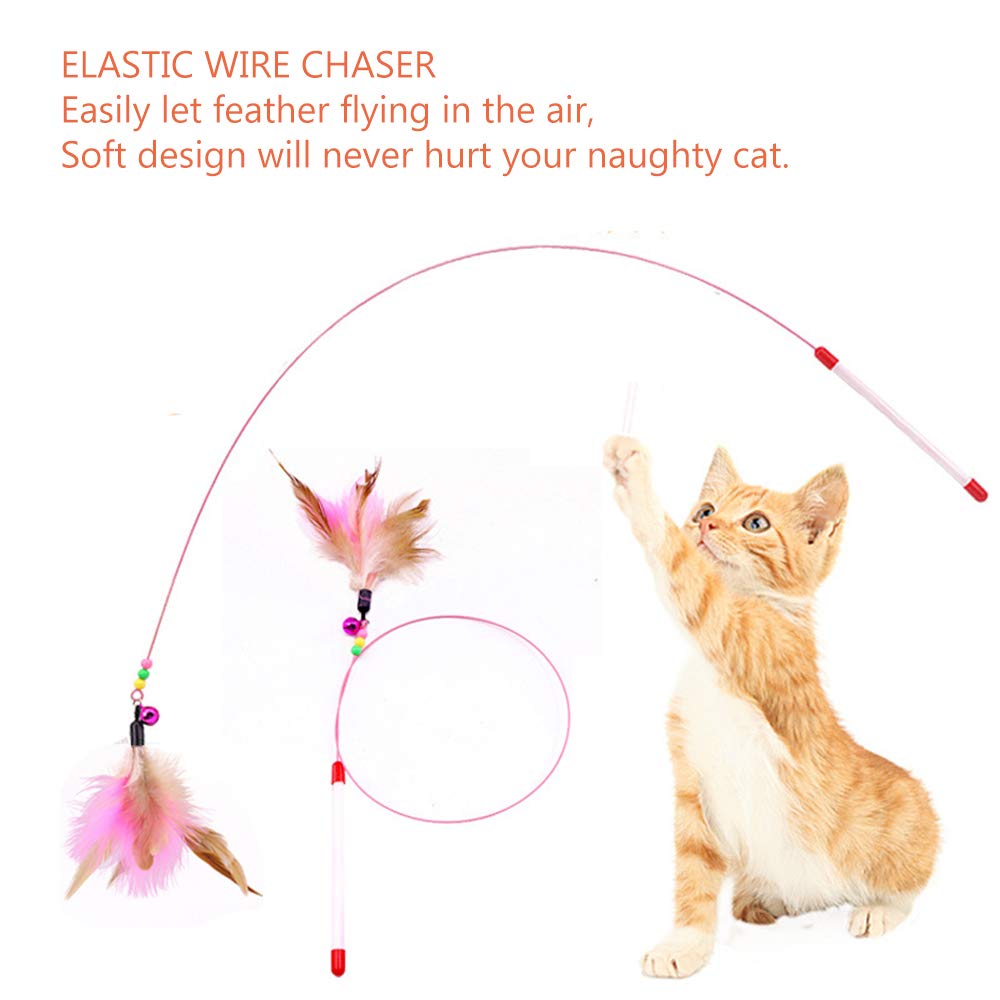 JTQXX cat feather toy in action demonstrating chasing and exercise