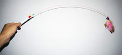 JTQXX cat feather wand close-up with bells showing movement and sound
