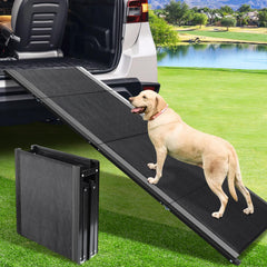 JTSIOV dog ramp extended 67in showing long incline for easy pet access