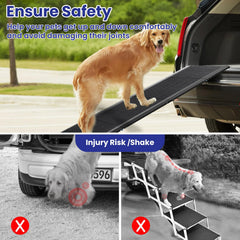 JTSIOV dog ramp folded compact fits in car trunk for easy storage.