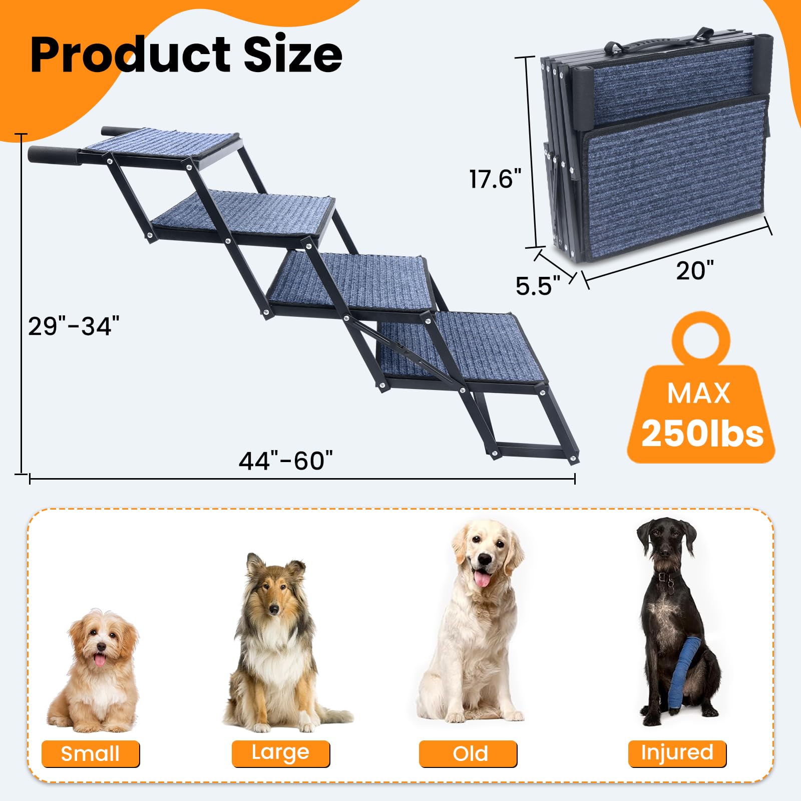 JTSIOV sturdy frame with safety locks supports up to 250 lbs