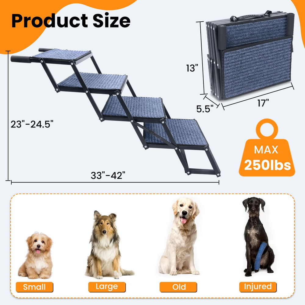 JTSIOV dog stairs travel-friendly design weighs 13 pounds for portability.