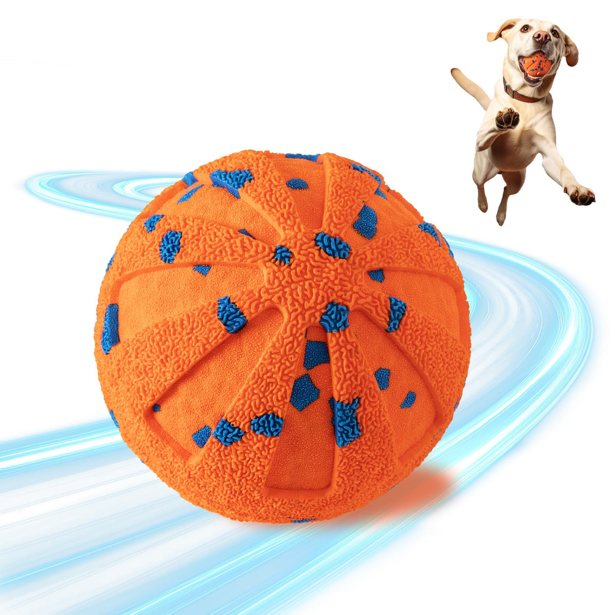 JUBBPDX Interactive Dog Ball orange front view supports safe, engaging fetch sessions.