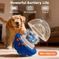 JUBBPDX Interactive Dog Ball—top-down view shows IPX7 waterproof shell for dry adventures.