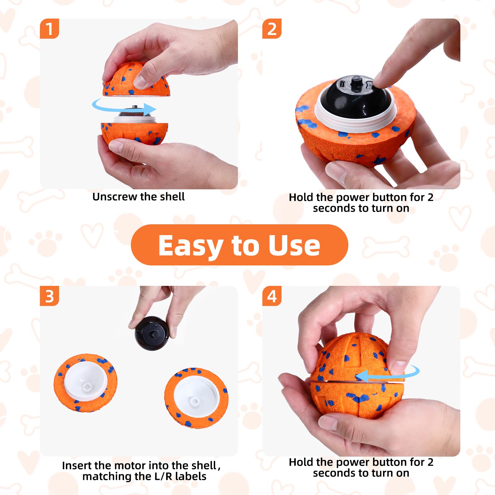 JUBBPDX Interactive Dog Ball USB-C charging provides quick power between actions.