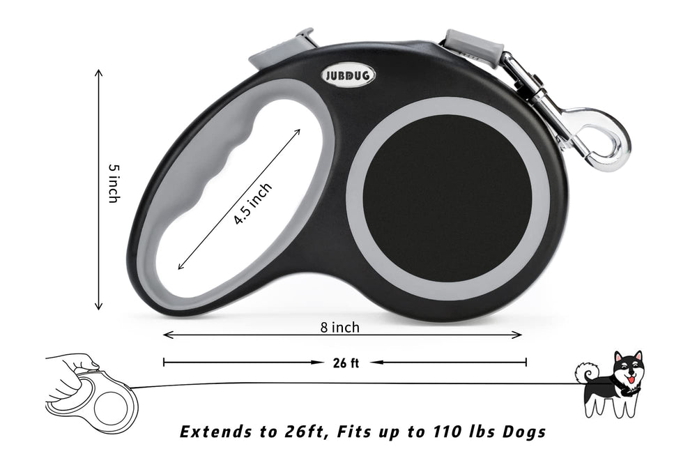 JUBDUG leash anti-slip handle delivers comfortable grip during long strolls.