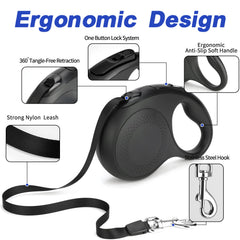JUBDUG retractable leash supports dogs up to 110lbs for versatile use