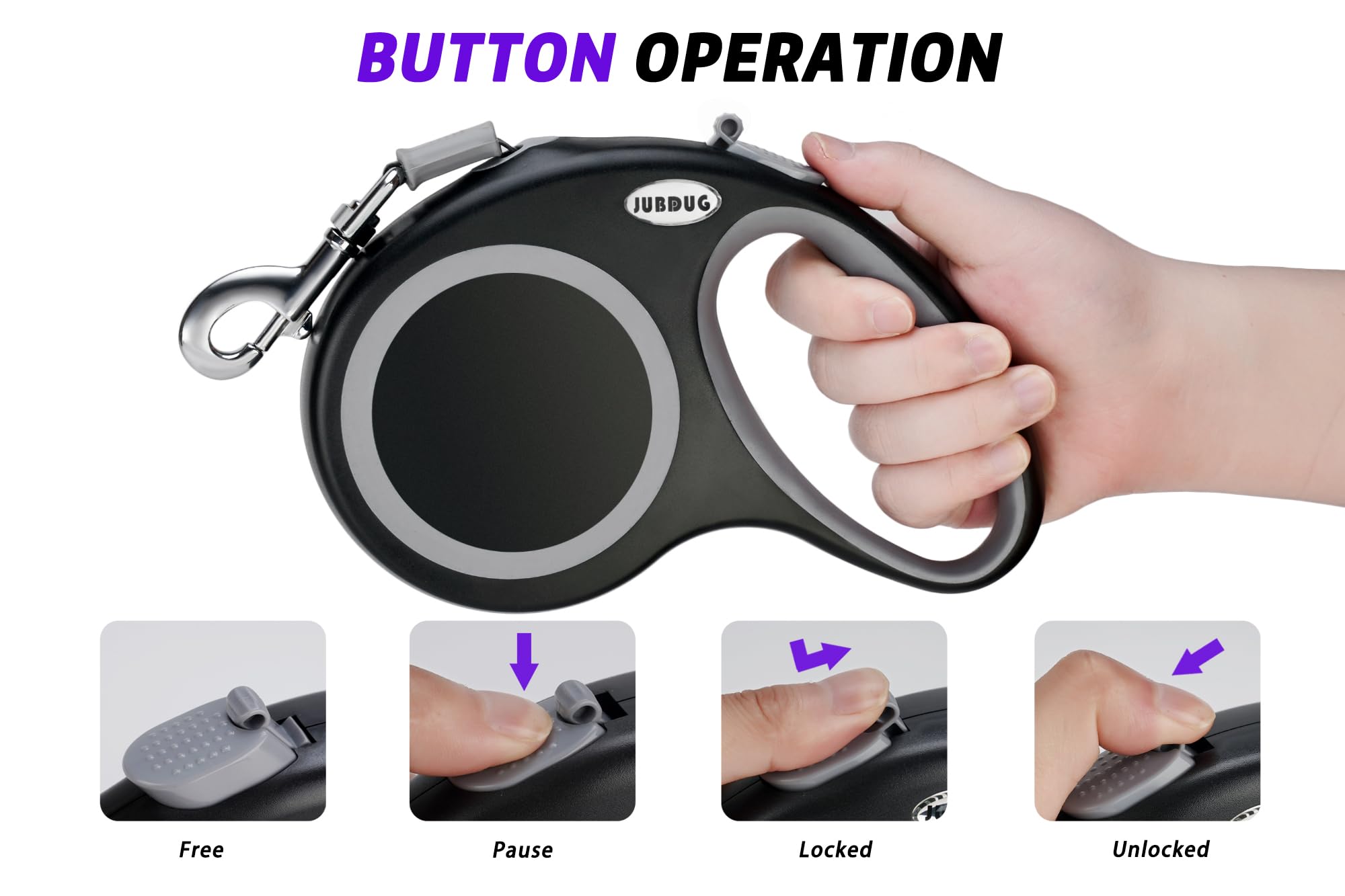 JUBDUG leash stainless coil minimizes jams for a smoother walk.