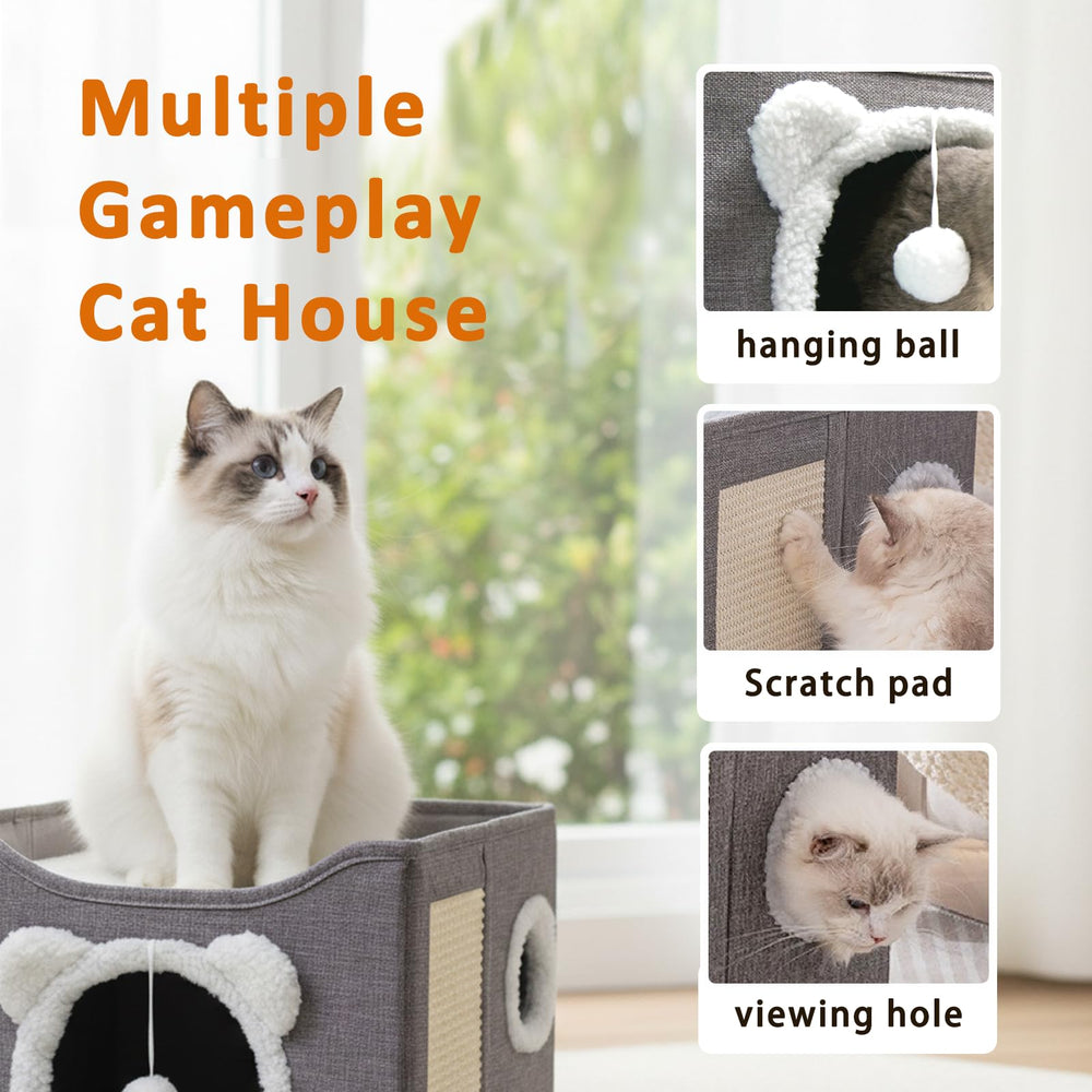 JUDERWOO cat house enclosed cave provides a secure hideaway for shy cats.
