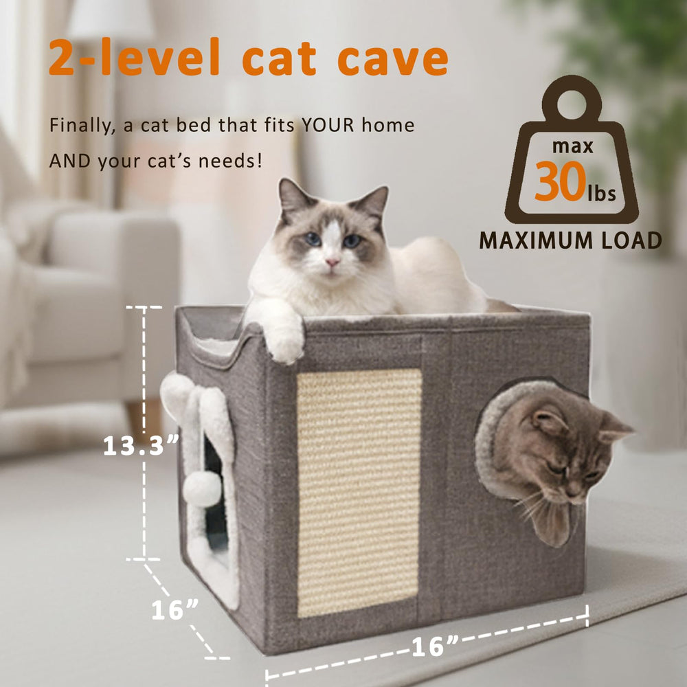 JUDERWOO cat house foldable design folds flat for storage or travel.