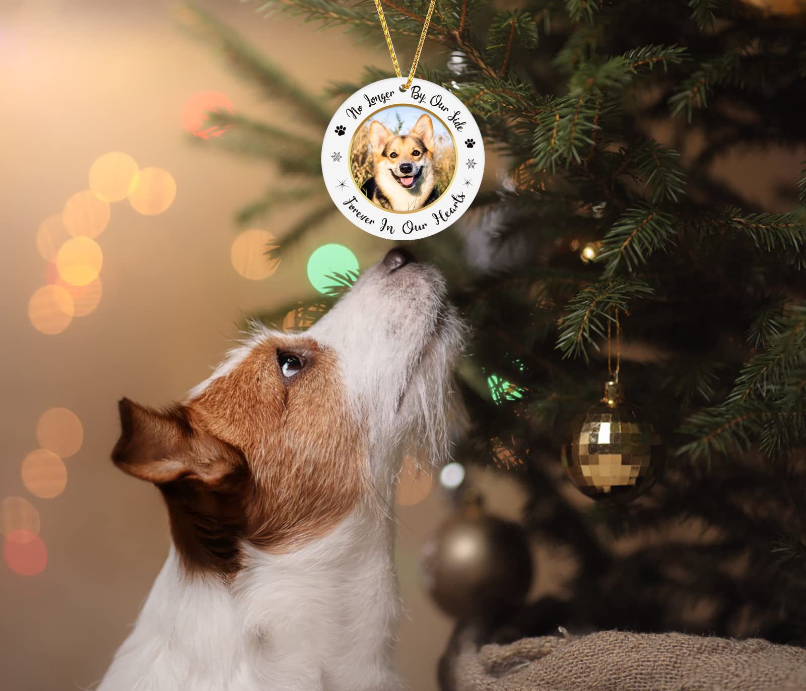 JUESMOS 3x3 inch dog memorial frame ideal for Christmas tree décor.