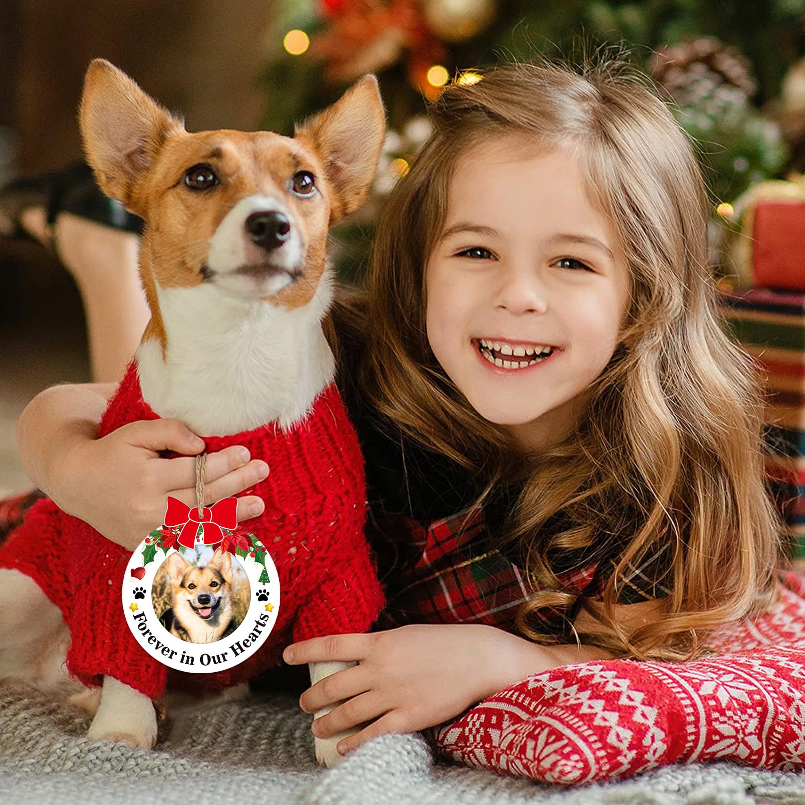 JUESMOS dog memorial ornaments back features You left paw prints on our hearts for heartfelt memories.