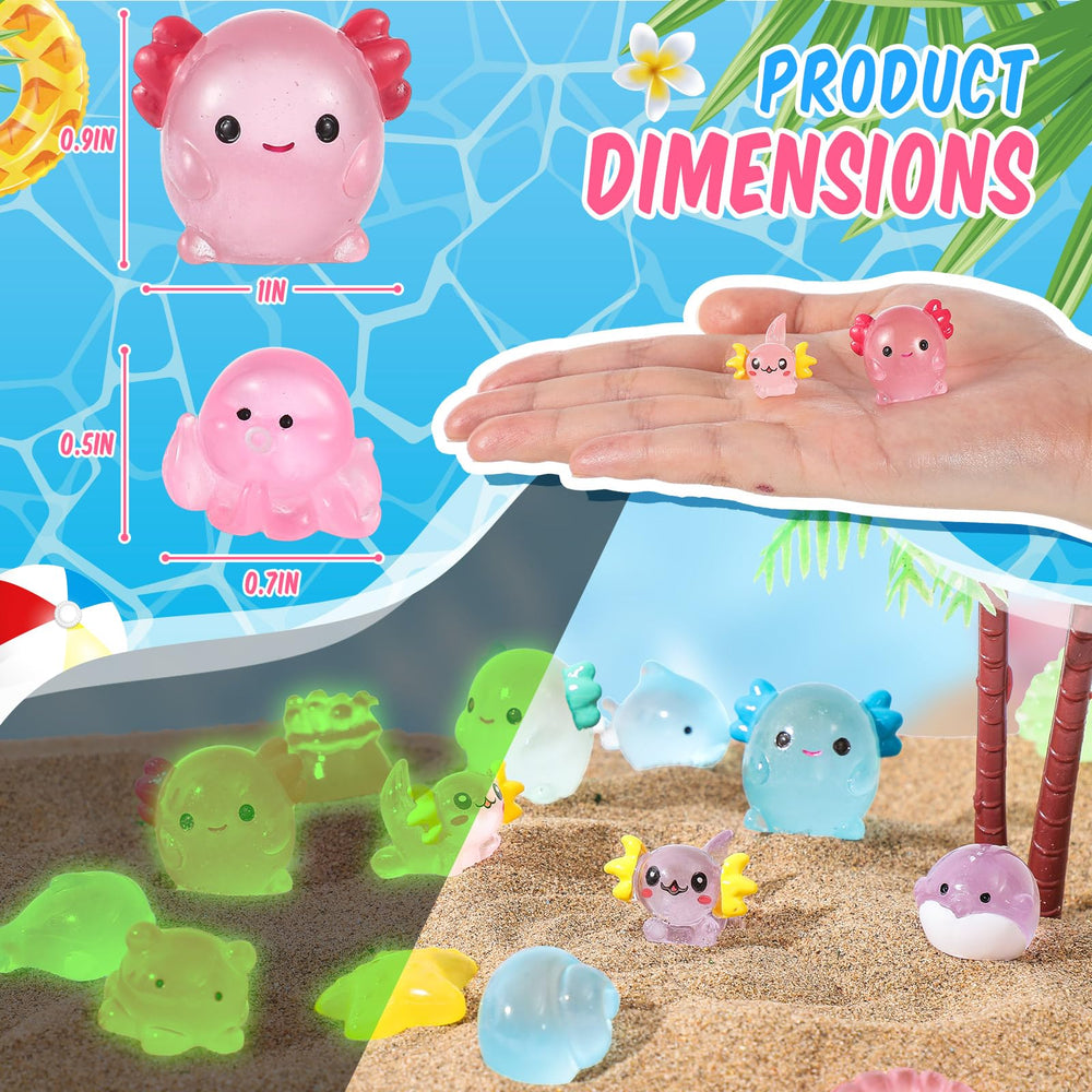 Juexica mini ocean resin axolotl figure glowing at night for DIY crafts