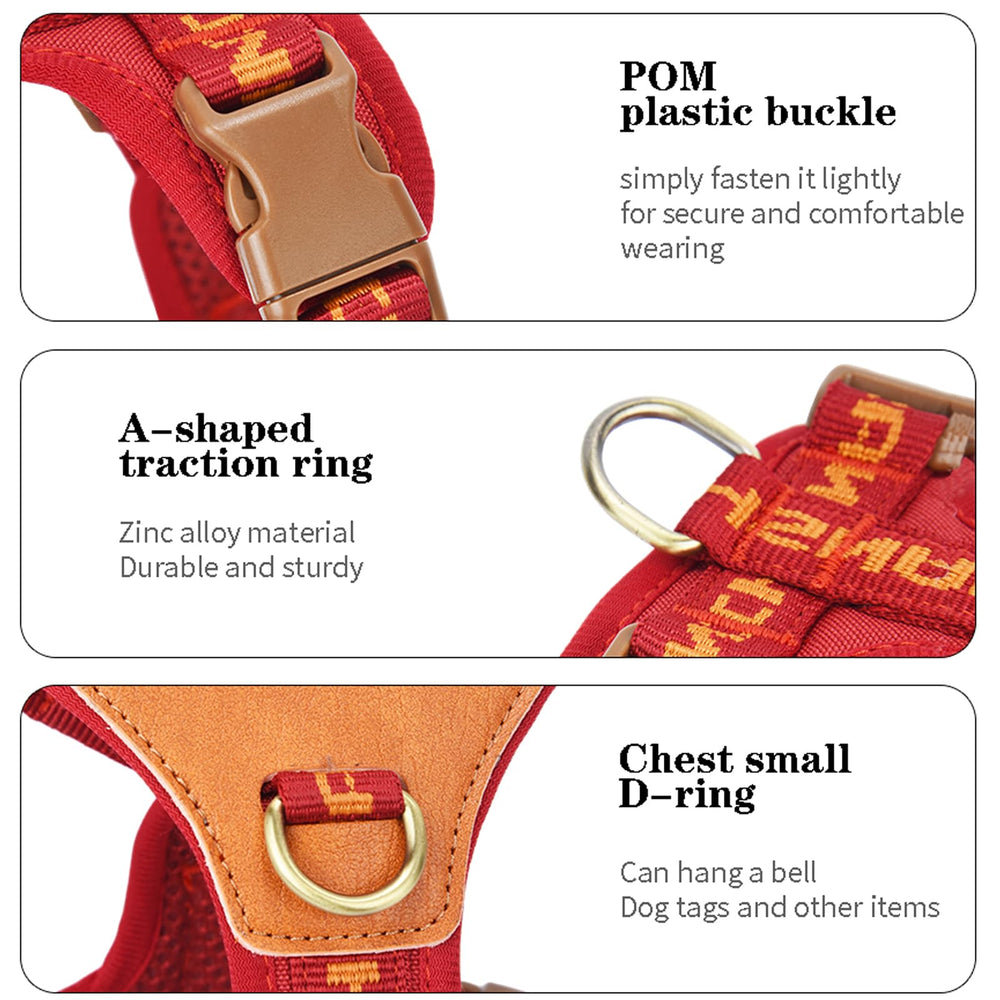 JUFOO adjustable nylon dog harness shows easy size customization