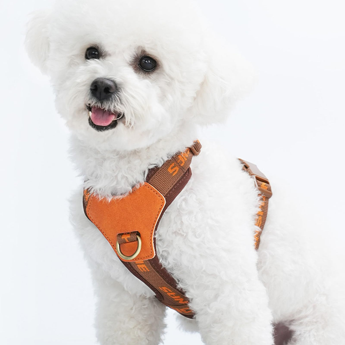 JUFOO brown dog harness front view for secure daily walks