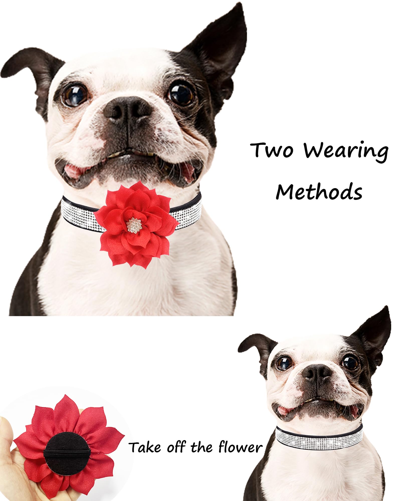 JUFOO Rhinestone Dog Collar pink wedding-ready accessory enhances looks during outings.