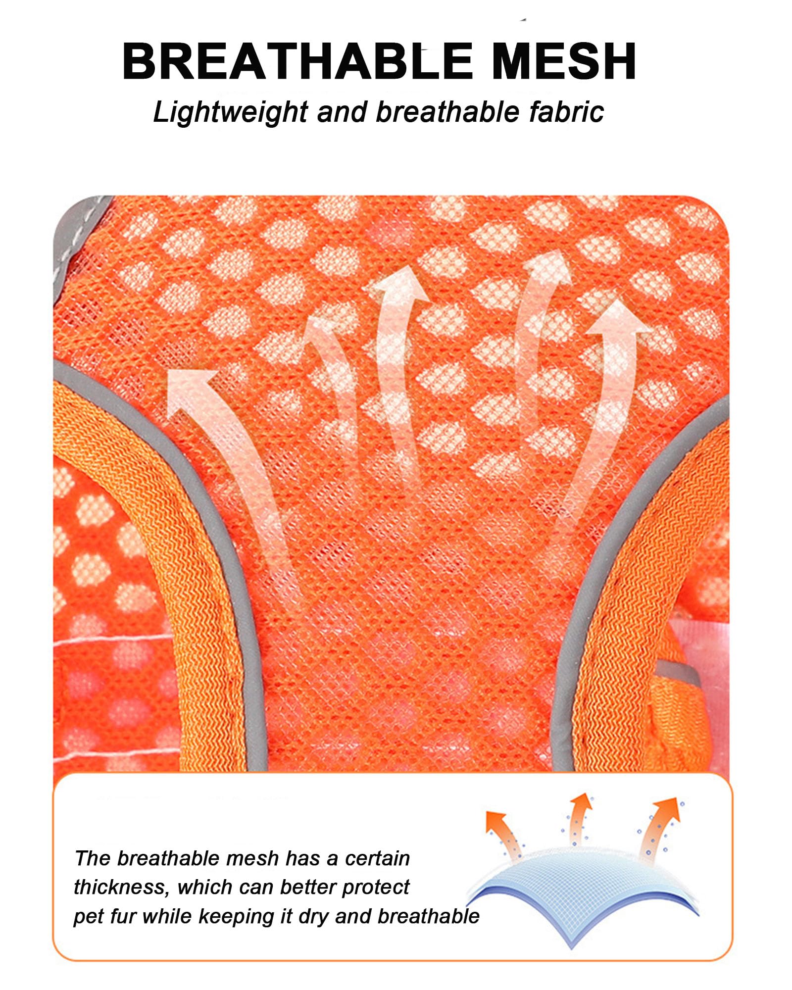 JUFOO XXS Pink Soft Mesh Harness reflecting strips for enhanced visibility during evening walks