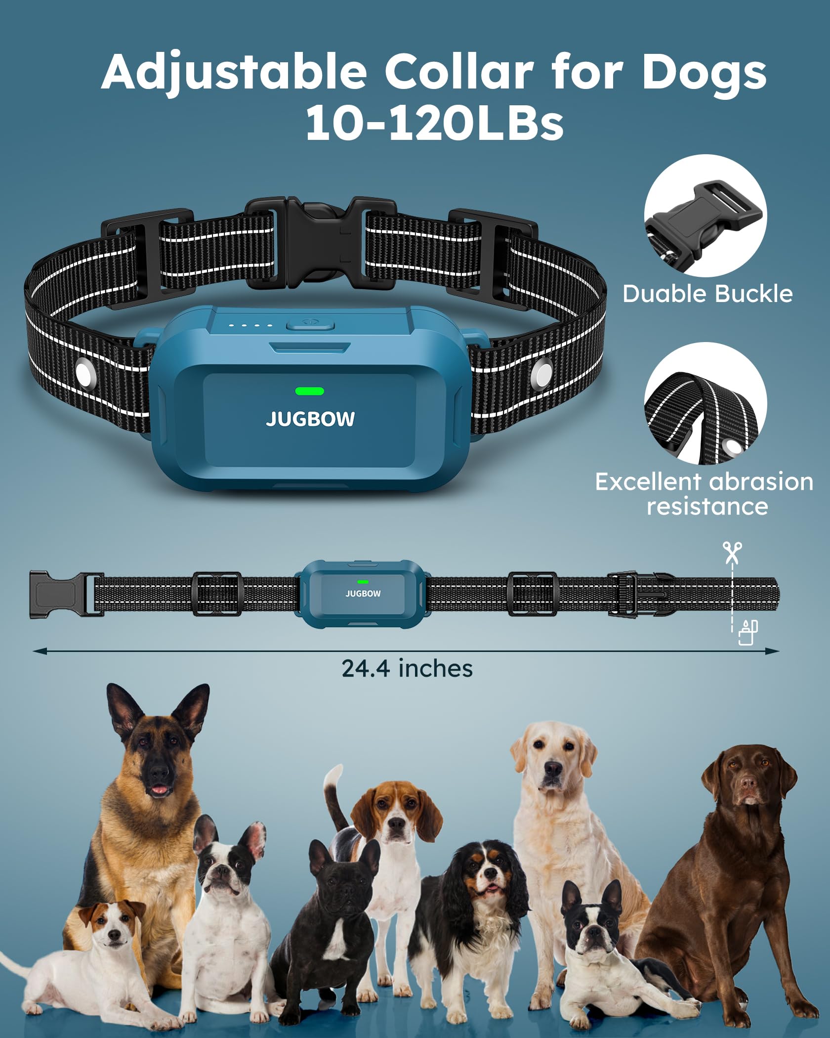 Jugbow 4200ft range lets dogs roam while training indoors or outdoors.